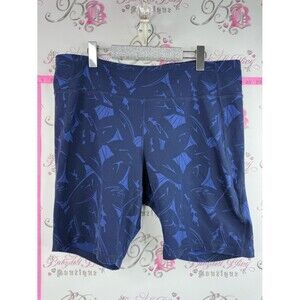 hyba High-Rise Navy Abstract Print Bike Shorts with a flattering,flowly pattern